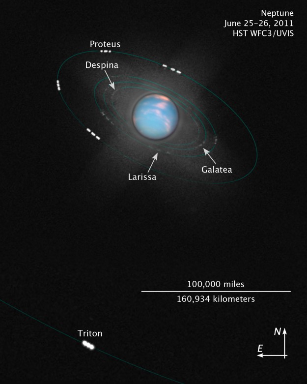 Image of Neptune's Moons by Hubble
